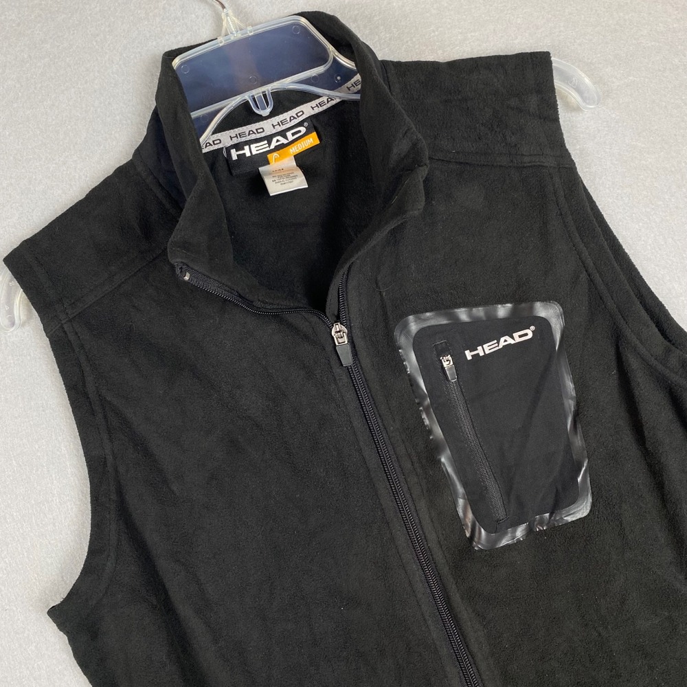 Head Mens Full Zip Fleece Vest Black Mock Neck HM414612002 Medium NWT